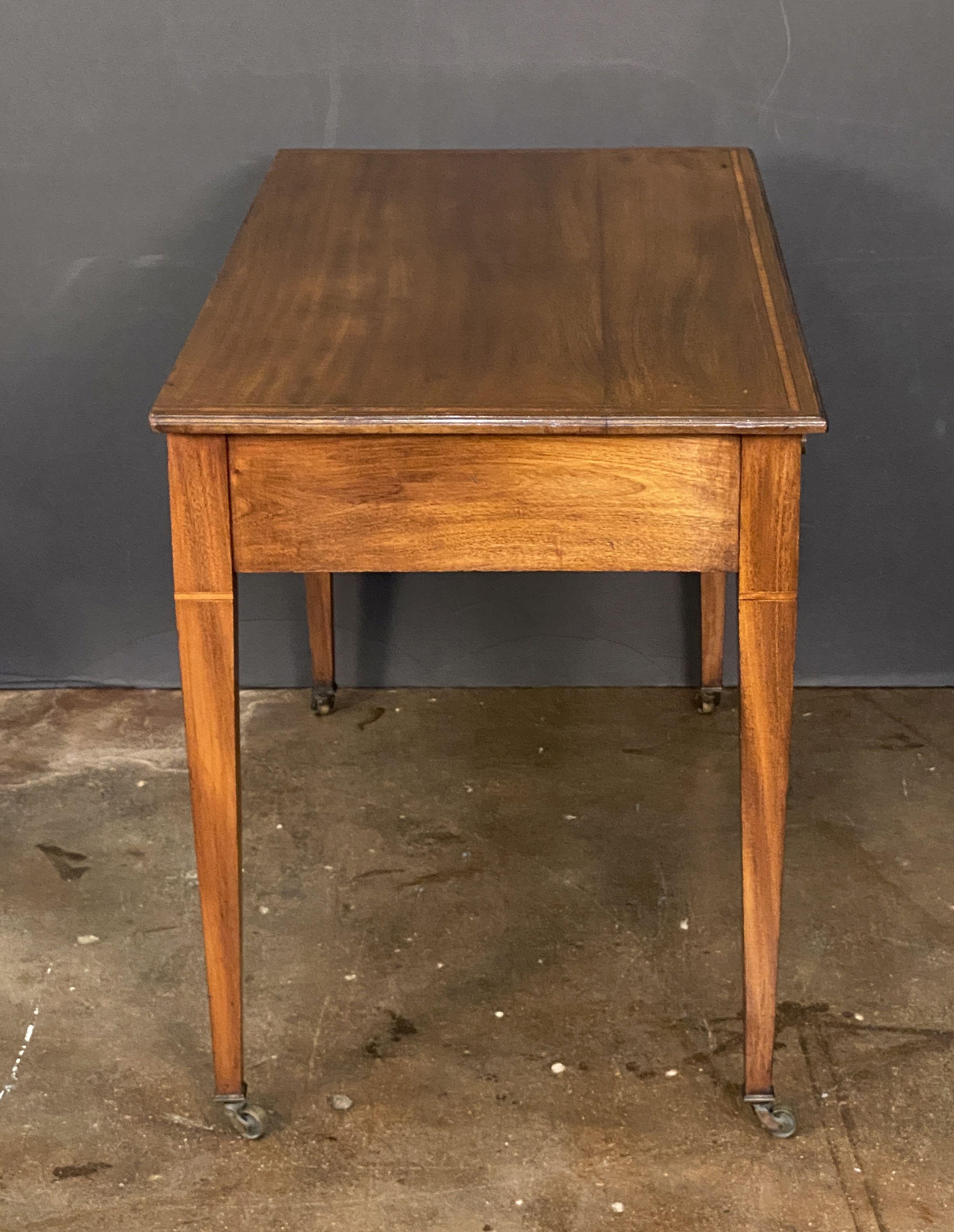 English Writing Table or Desk of Inlaid Mahogany from the Edwardian Era For Sale 3
