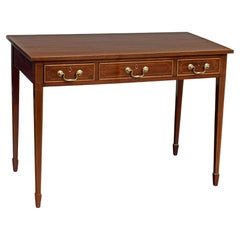 English Writing Table or Desk of Inlaid Mahogany from the Edwardian Era