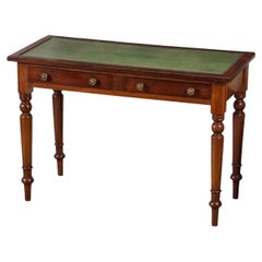 English Writing Table or Desk of Mahogany with Embossed Leather Top