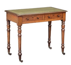 English Writing Table or Desk of Mahogany with Inset Leather Top