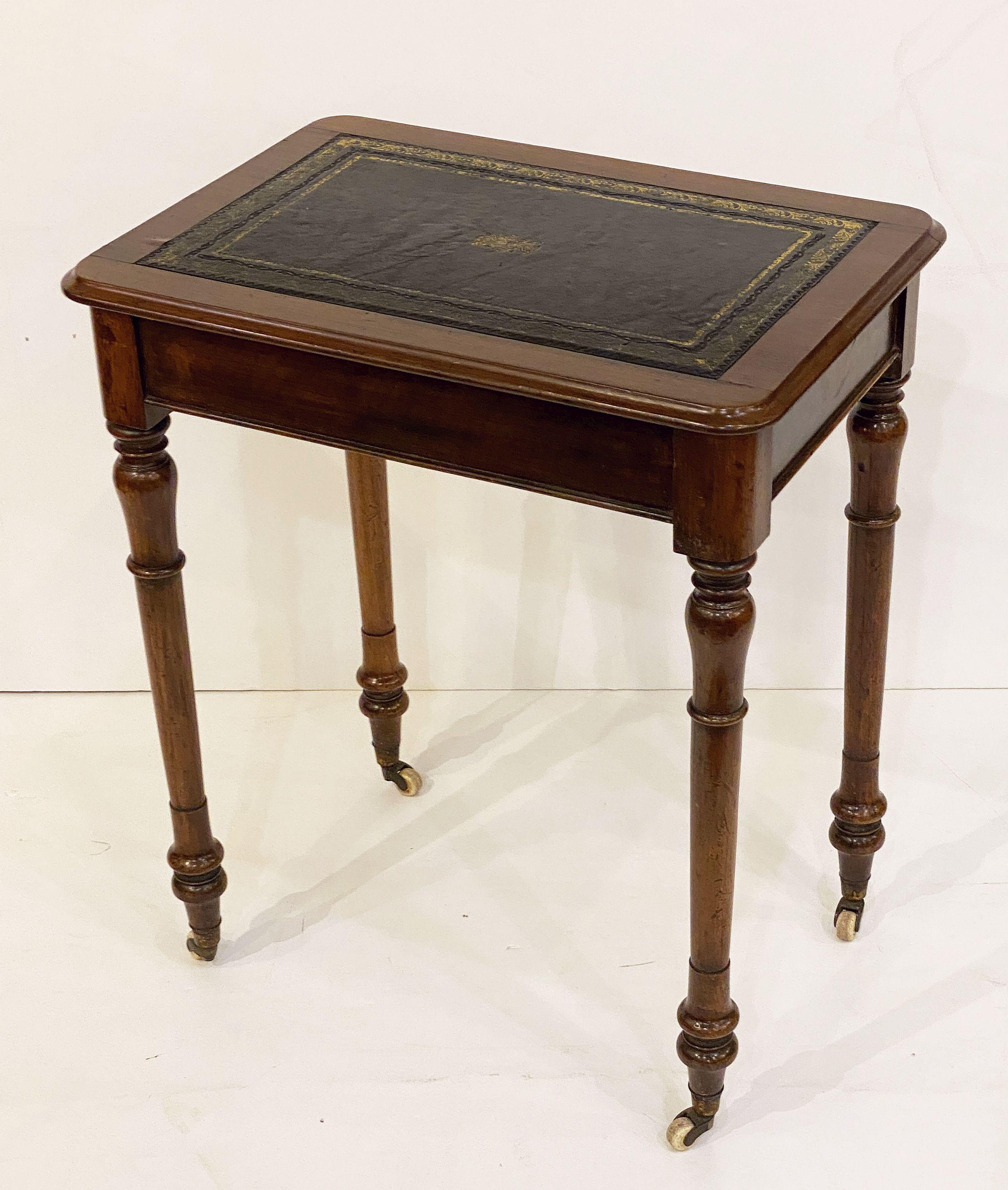 English Writing Table or Desk of Mahogany with Leather Top 4