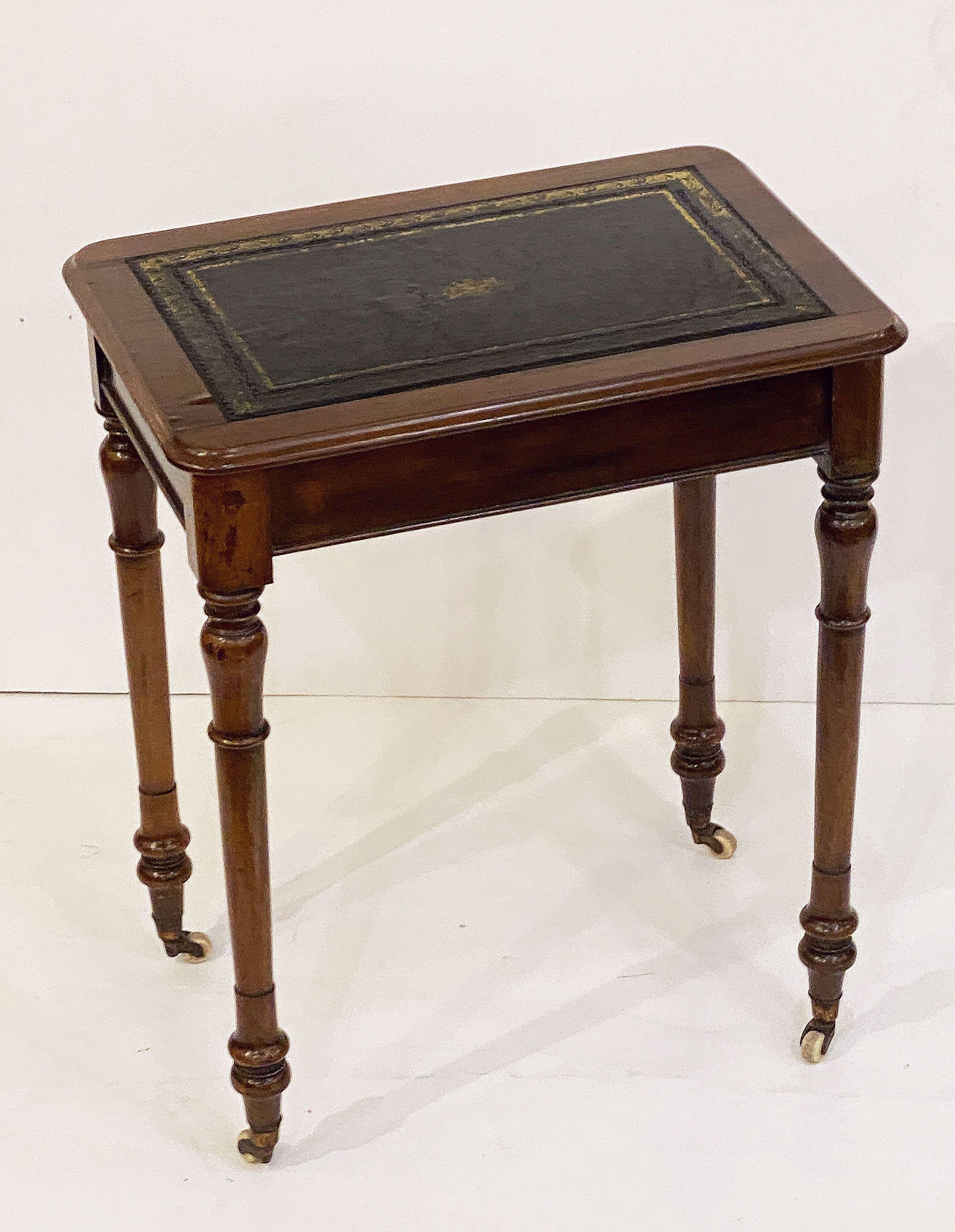 English Writing Table or Desk of Mahogany with Leather Top 8