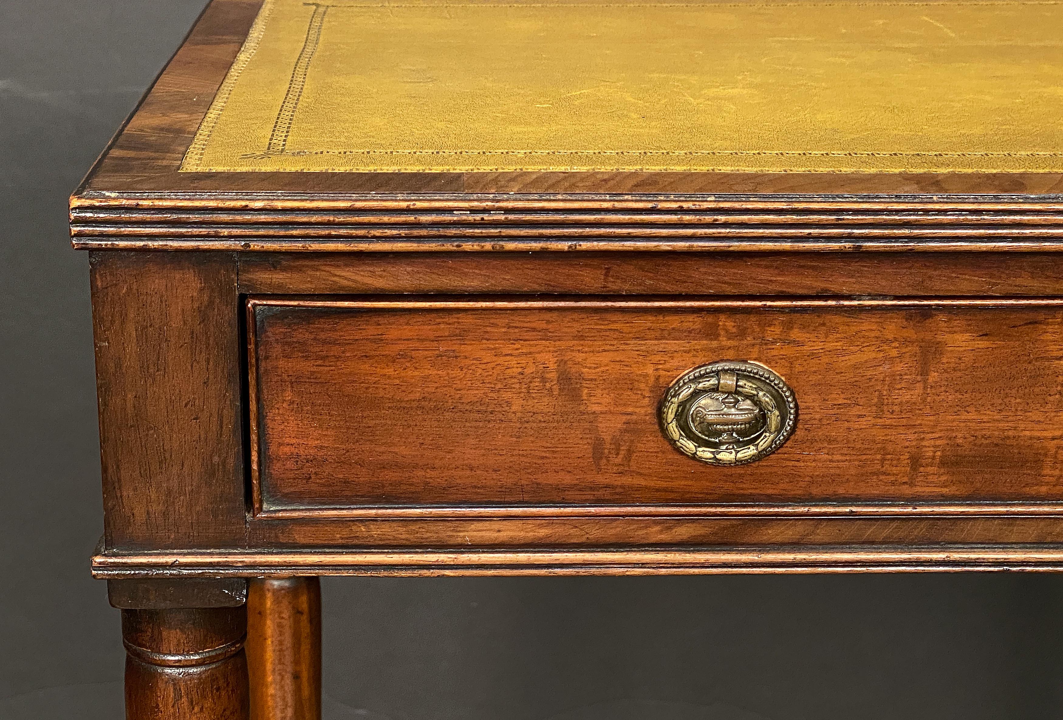 English Writing Table or Desk of Mahogany with Leather Top For Sale 9