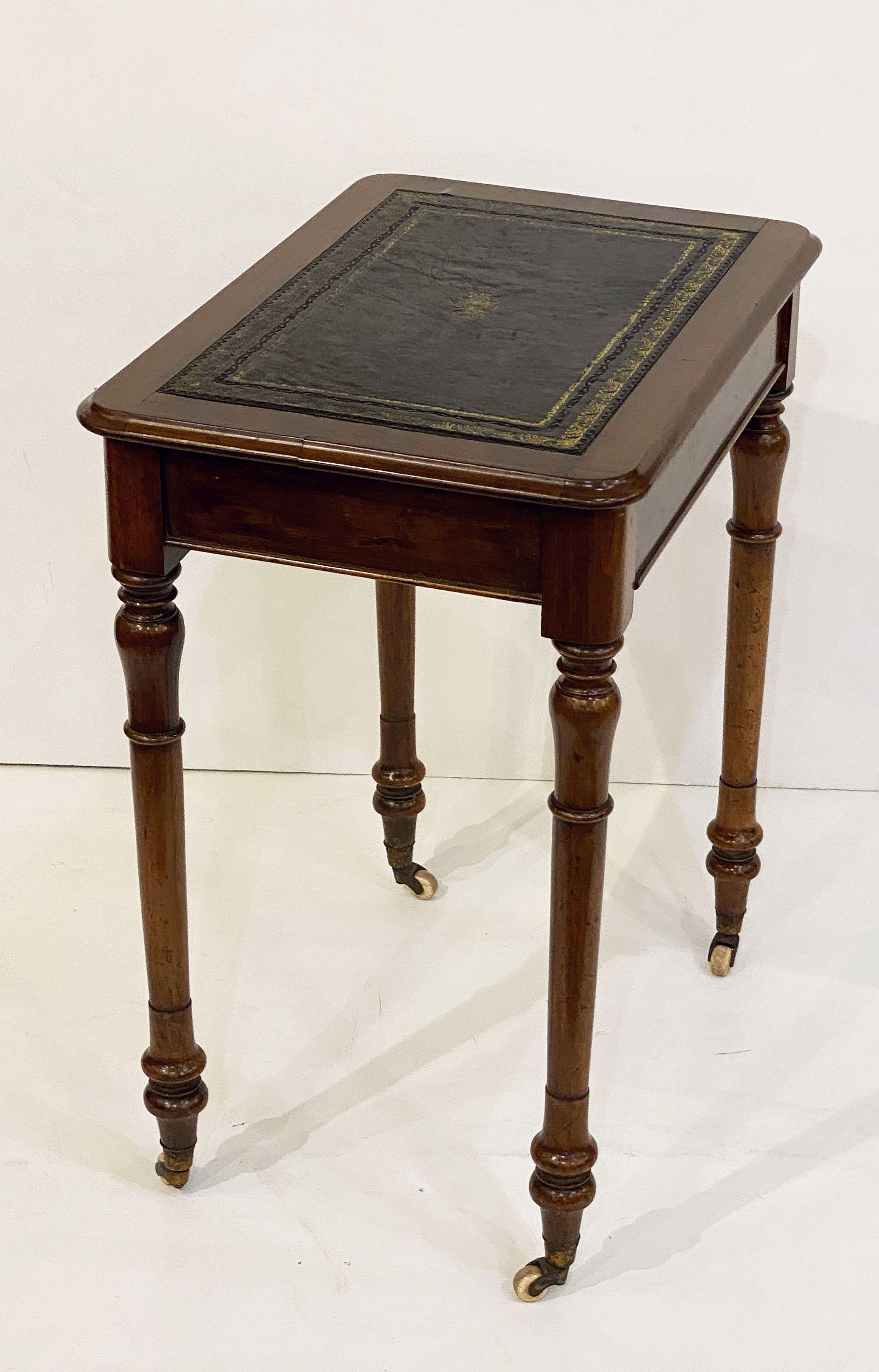 English Writing Table or Desk of Mahogany with Leather Top 11