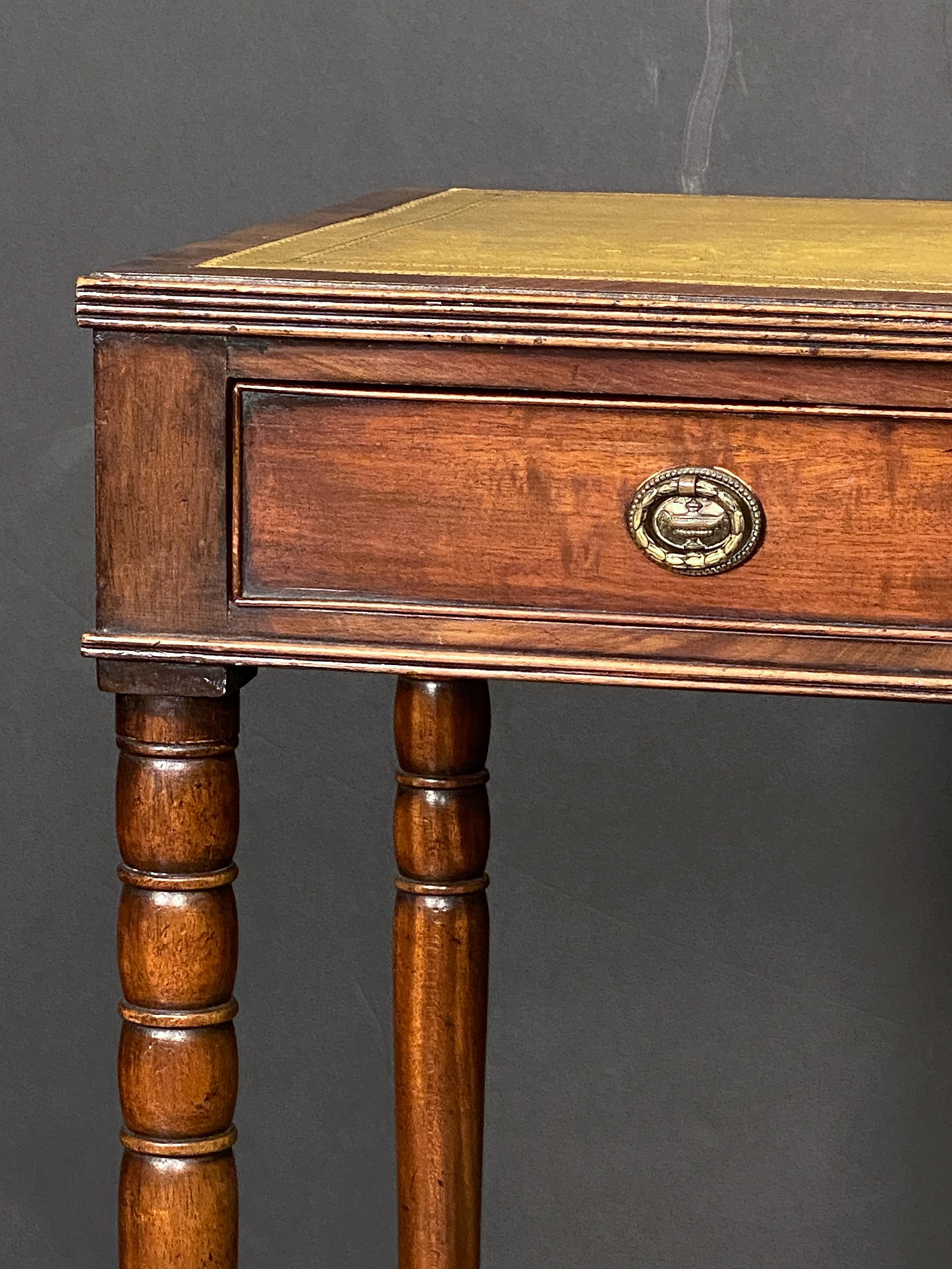 19th Century English Writing Table or Desk of Mahogany with Leather Top For Sale