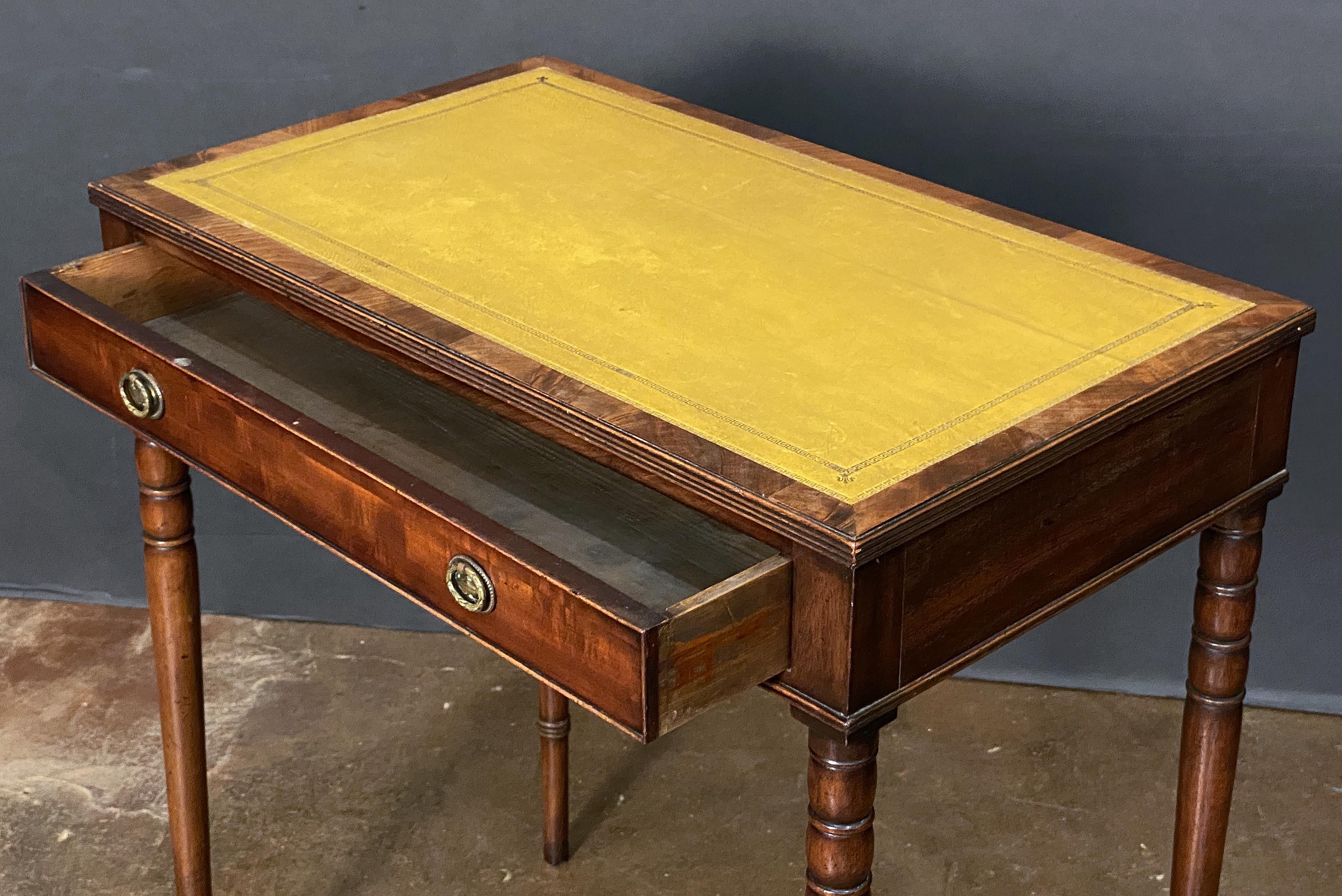 English Writing Table or Desk of Mahogany with Leather Top For Sale 2
