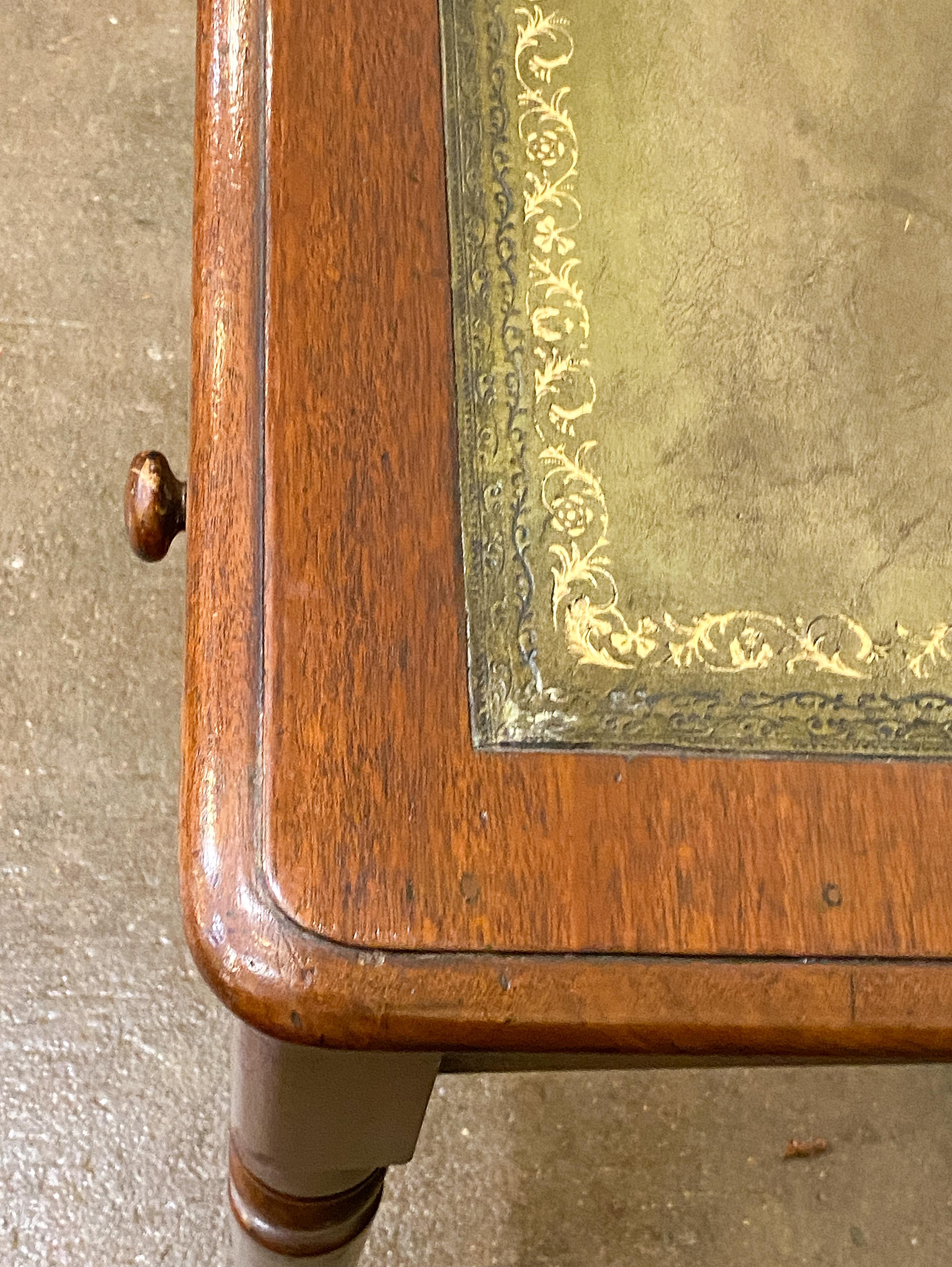 English Writing Table or Desk of Mahogany with Leather Top For Sale 3