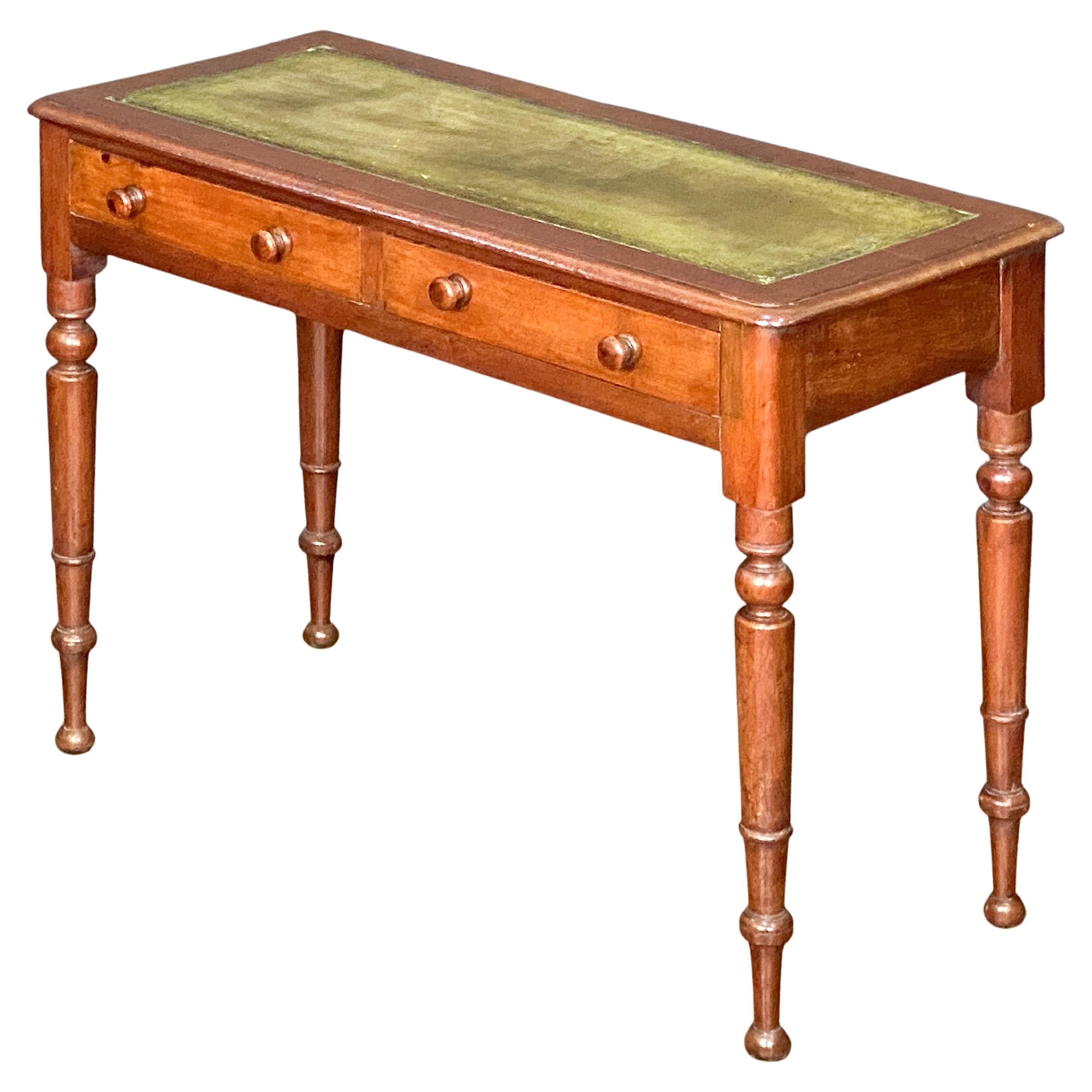 English Writing Table or Desk of Mahogany with Leather Top For Sale