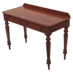 English Writing Table or Desk of Mahogany with Two Drawers on Turned Legs