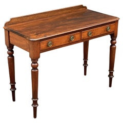 English Writing Table or Desk of Mahogany with Two Drawers on Turned Legs