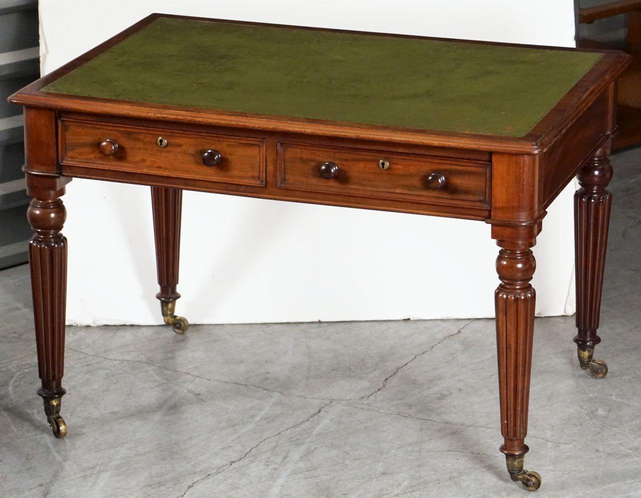 English Writing Table or Desk with Embossed Leather Top from the William IV Era 1