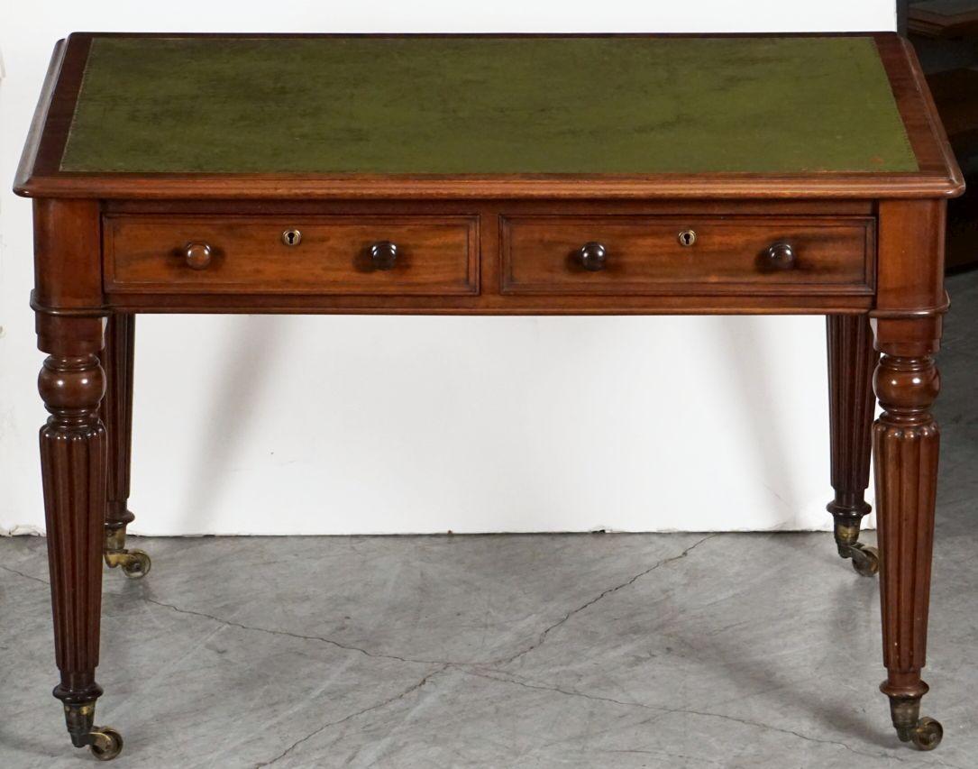 English Writing Table or Desk with Embossed Leather Top in the William IV Style For Sale 7