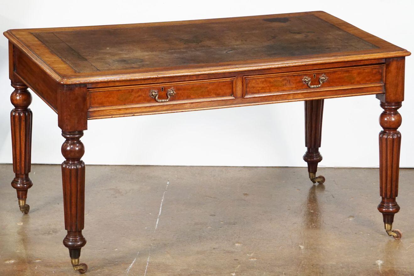 English Writing Table or Desk with Embossed Leather Top in the William IV Style For Sale 12
