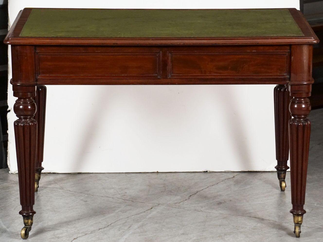 English Writing Table or Desk with Embossed Leather Top in the William IV Style For Sale 14