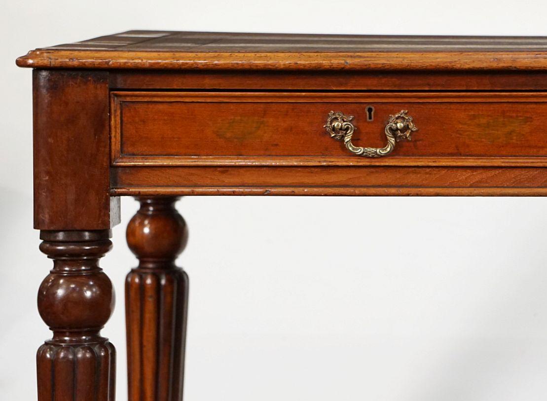 Metal English Writing Table or Desk with Embossed Leather Top in the William IV Style For Sale