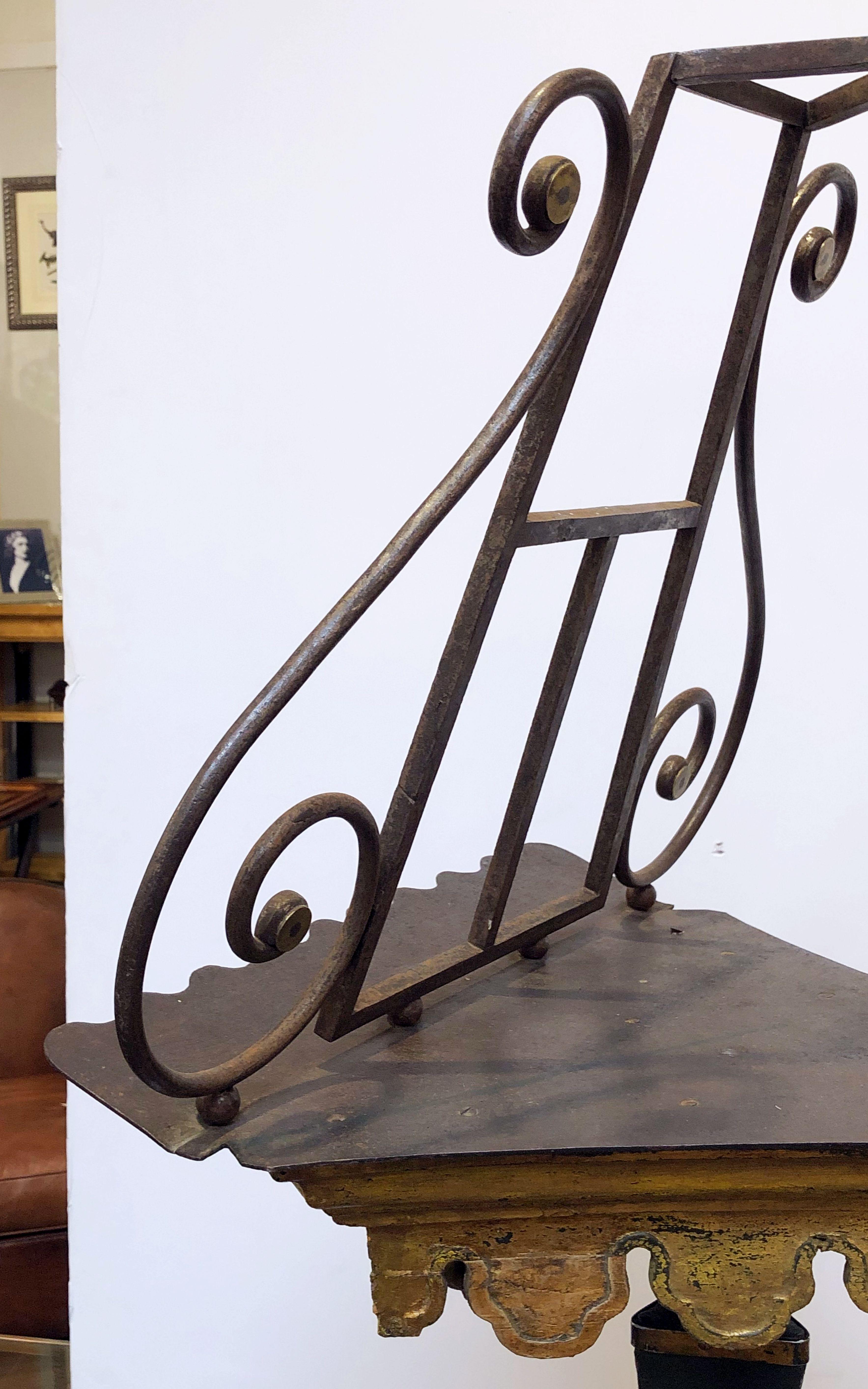 English Wrought Iron Lectern or Music Stand on Carved Wood Plinth 6