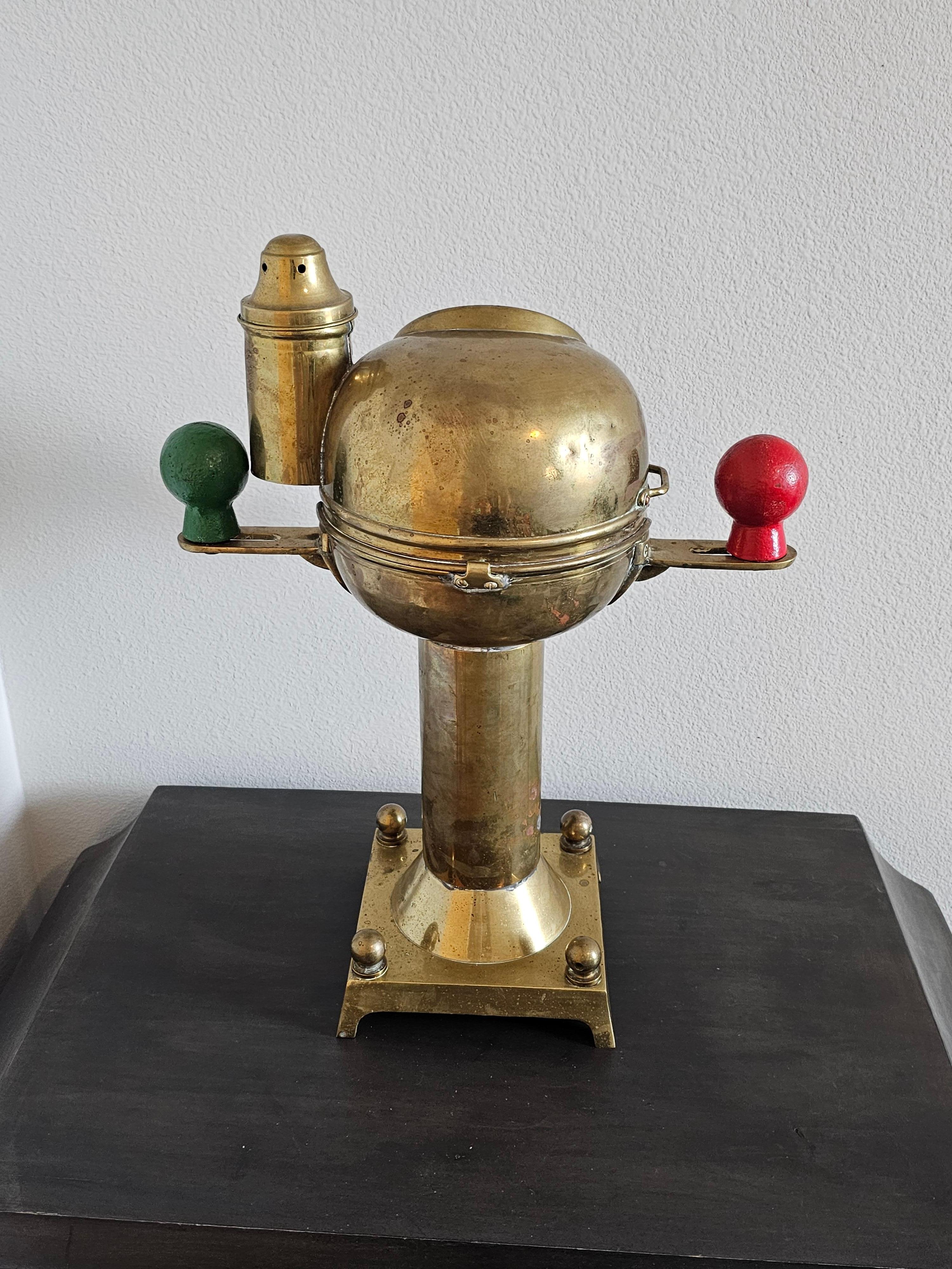 English WW2 Era Brass Ship's Pedestal Binnacle Compass by Sestral For Sale 9