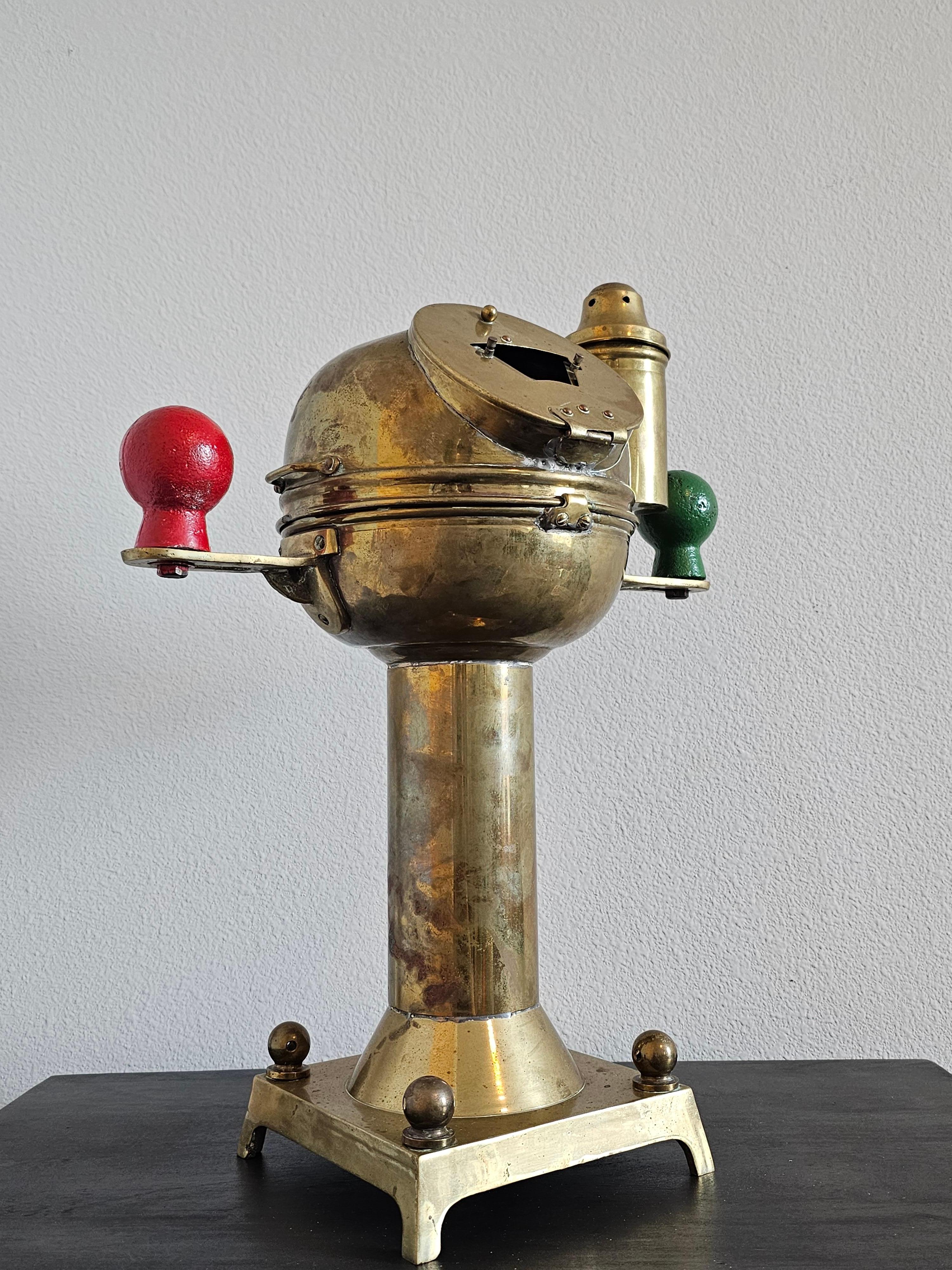English WW2 Era Brass Ship's Pedestal Binnacle Compass by Sestral For Sale 14