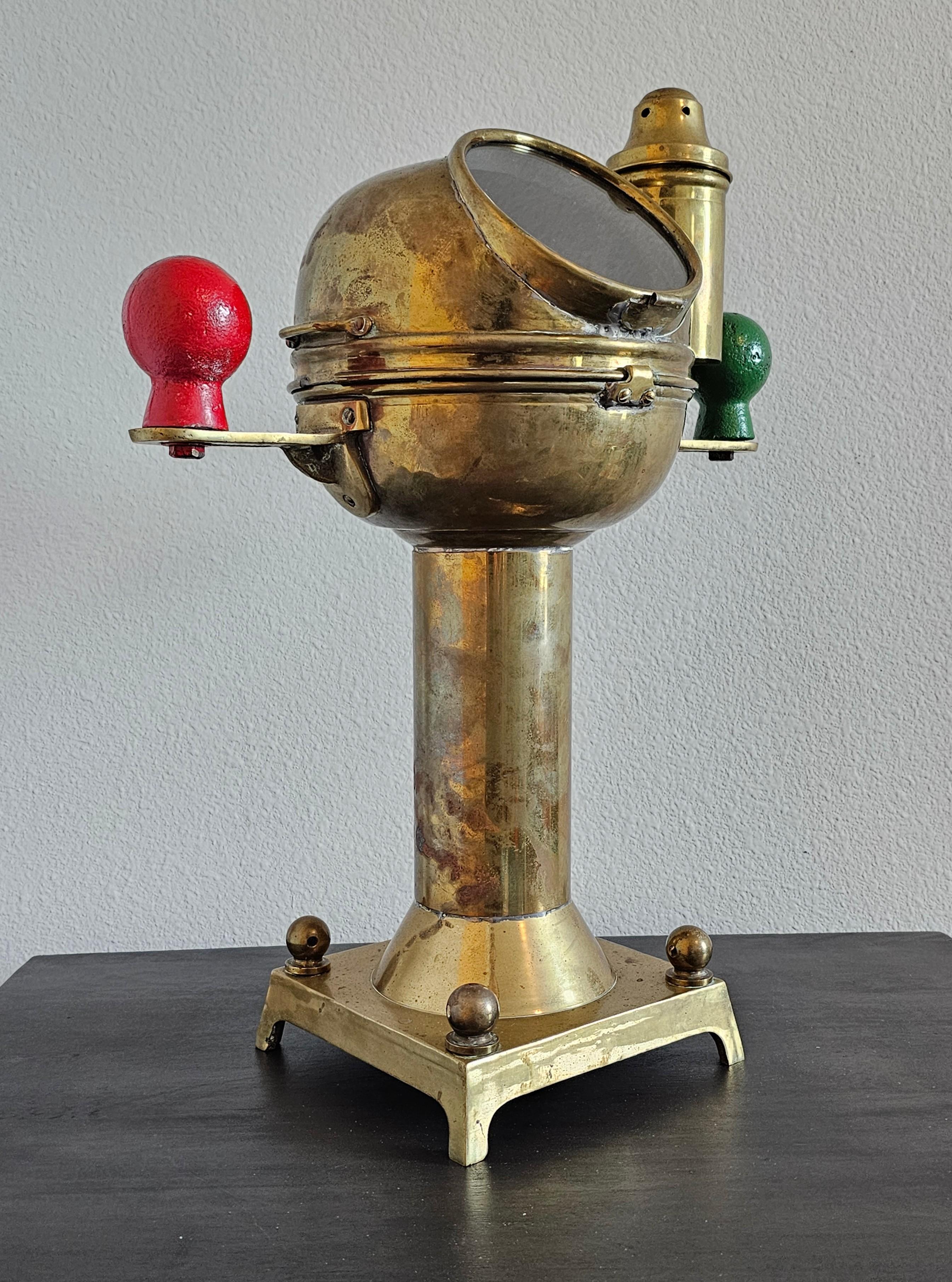 English WW2 Era Brass Ship's Pedestal Binnacle Compass by Sestral For Sale 15