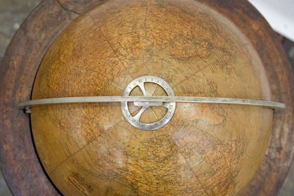 Late 19th Century English 19th Century Library Terrestrial Globe, Cast Iron Base