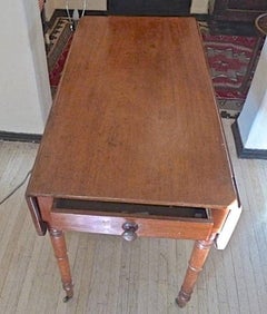 English XIX Georgian Pembroke Drop-Leaf Writing Table / Desk with 1 Deep Drawer
