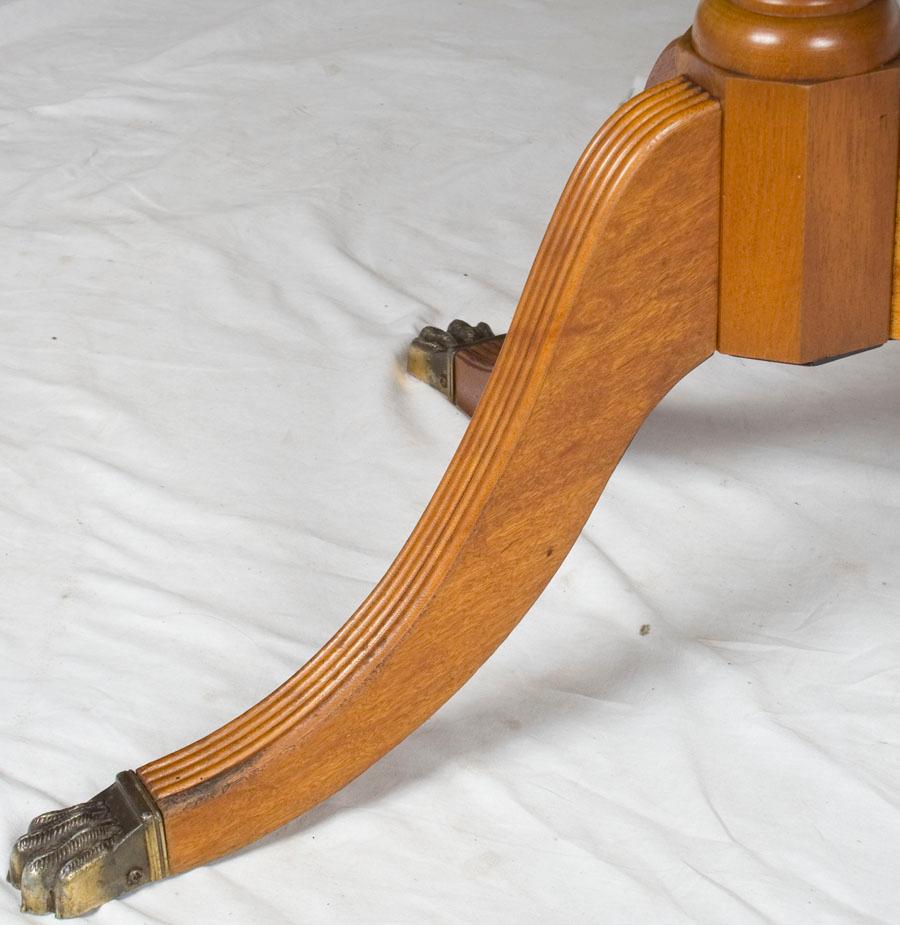 English Yew Wood Extending Dining Room Table with Self Storing Leaf For Sale 2