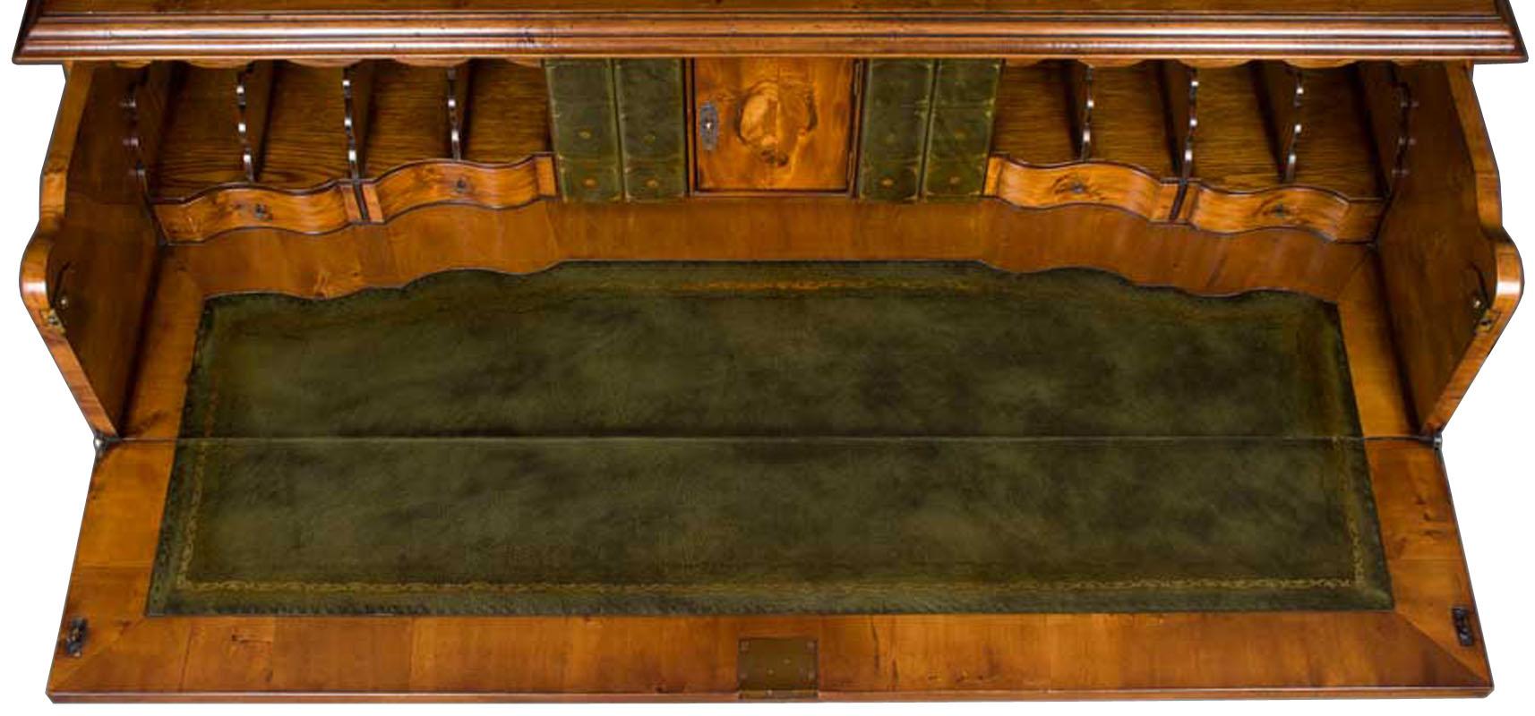 English Yew Wood Secretaire Secretary Bookcase Butlers Desk (Georgian)