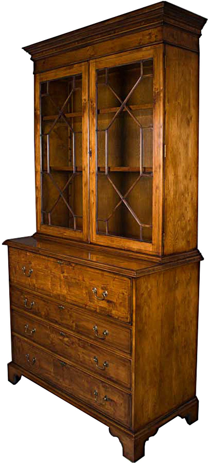 English Yew Wood Secretaire Secretary Bookcase Butlers Desk 3