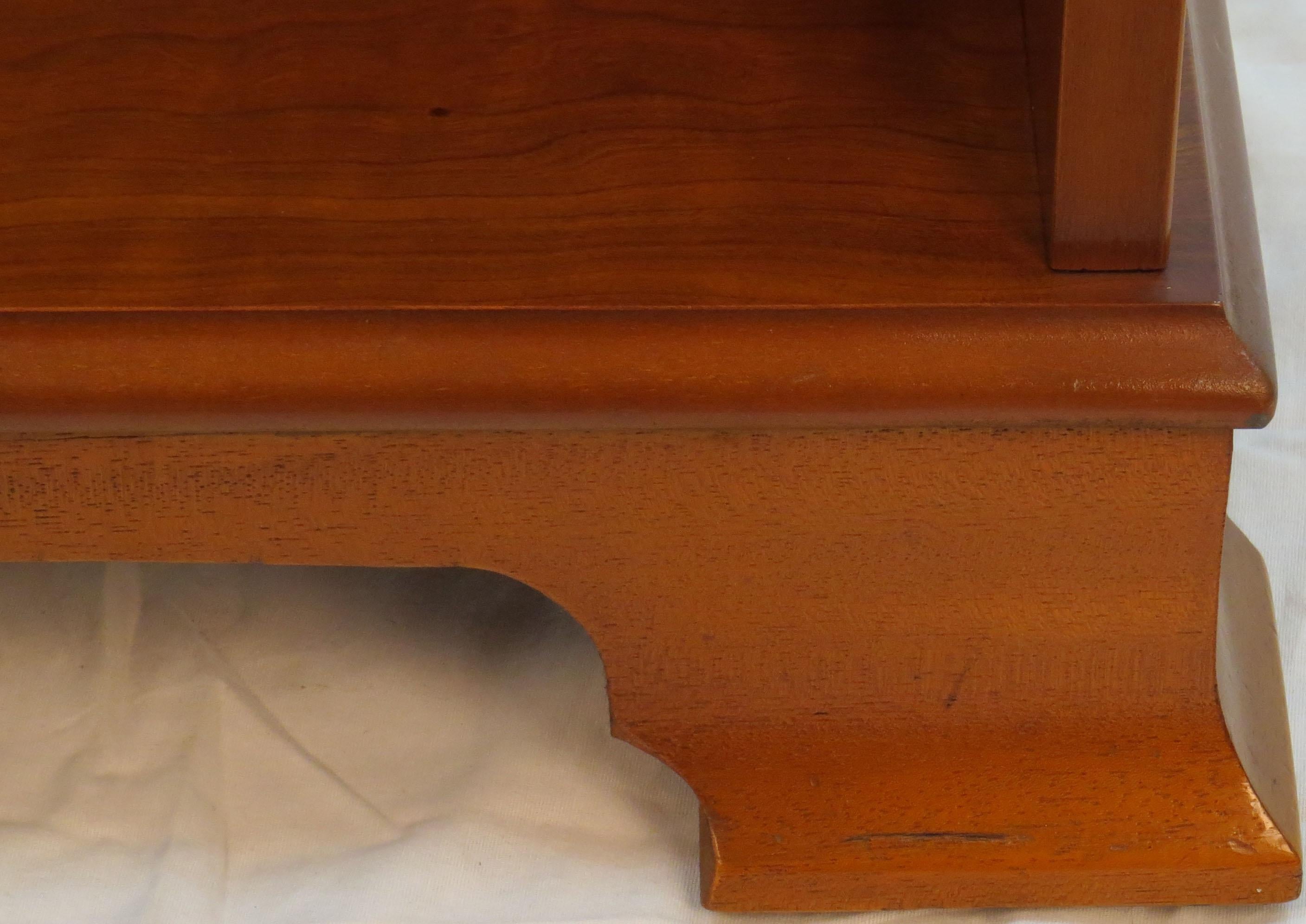 English Yew Wood Small Bedside End Table with Drawer 6