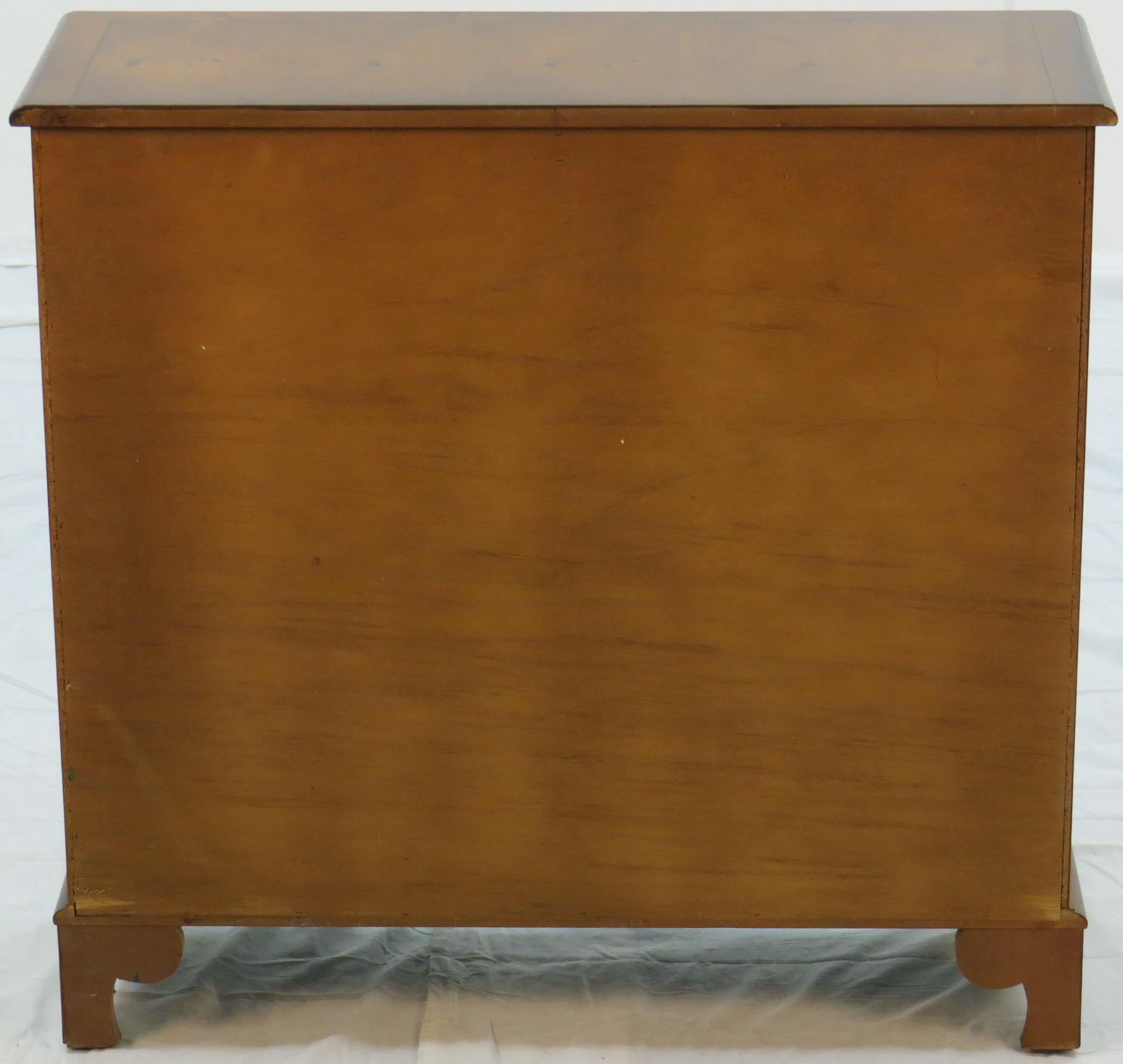 Mid-20th Century English Yew Wood Small Narrow Side Cabinet For Sale