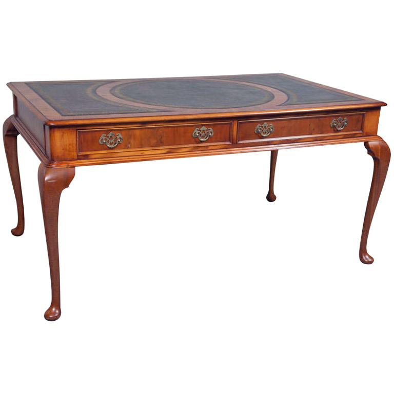 English Yew Wood Writing Table For Sale