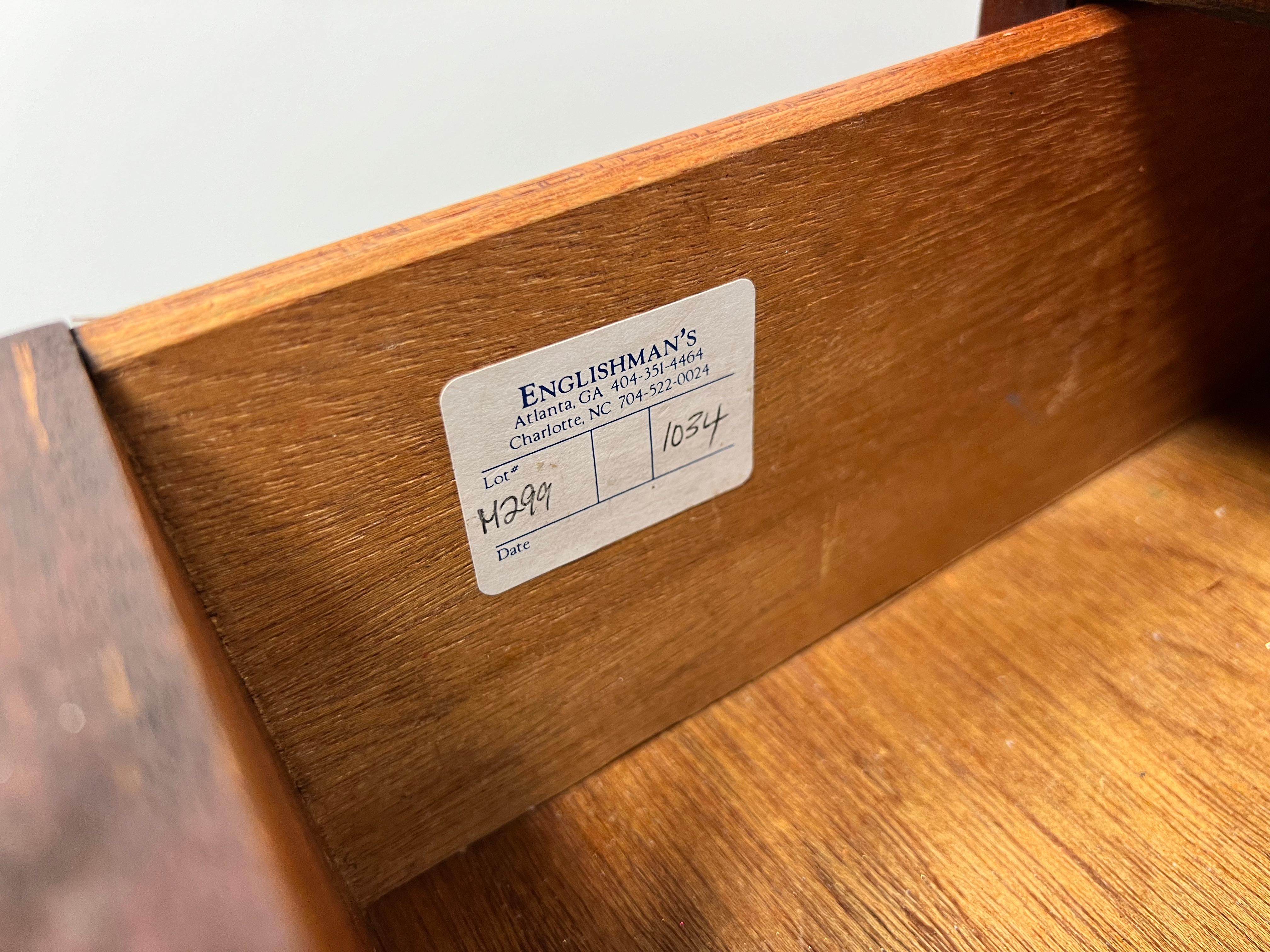 ENGLISHMAN'S Banded Inlaid Distressed Burl Elm Chippendale Bachelor Chest 5
