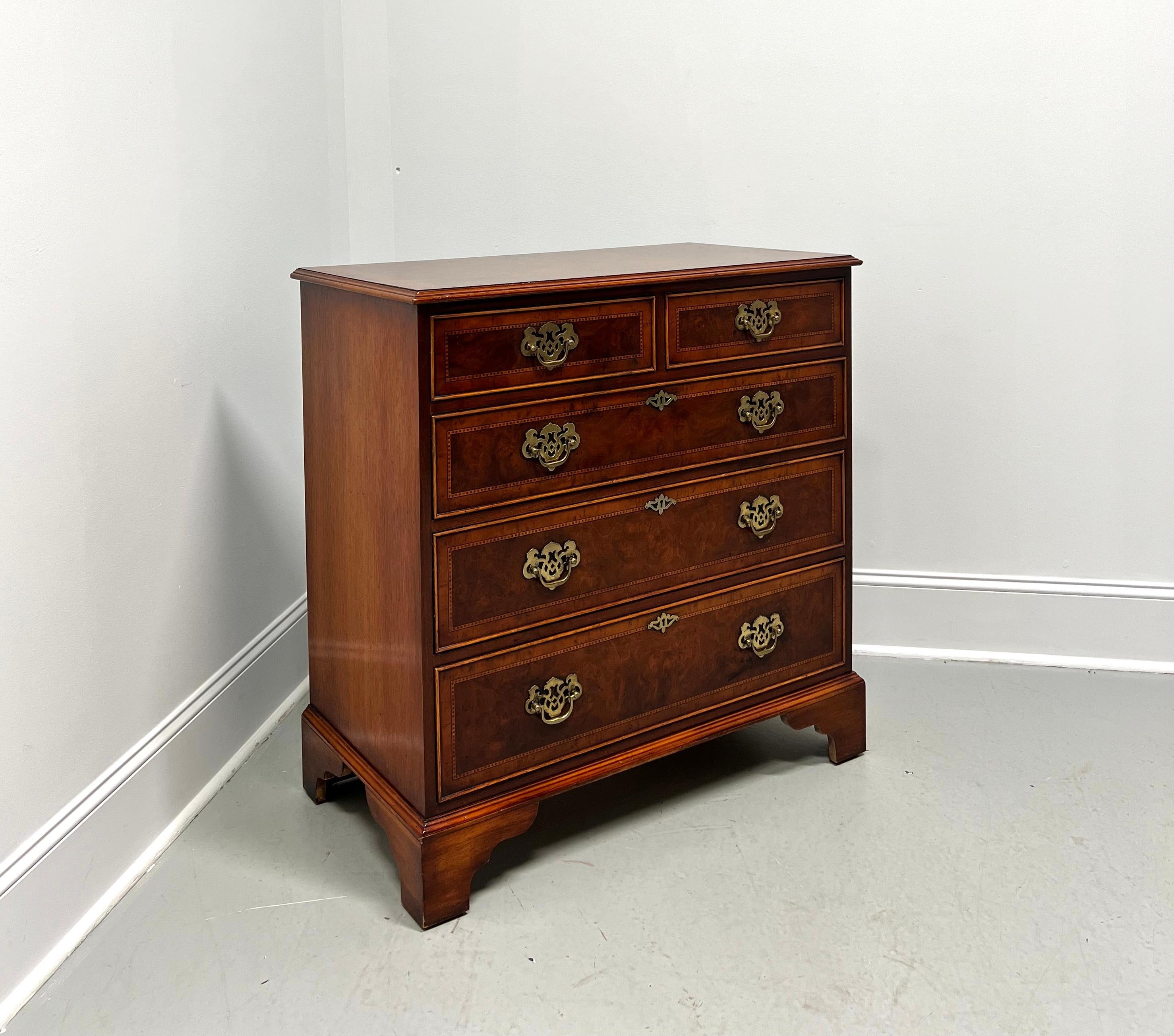 ENGLISHMAN'S Banded Inlaid Distressed Burl Elm Chippendale Bachelor Chest 6