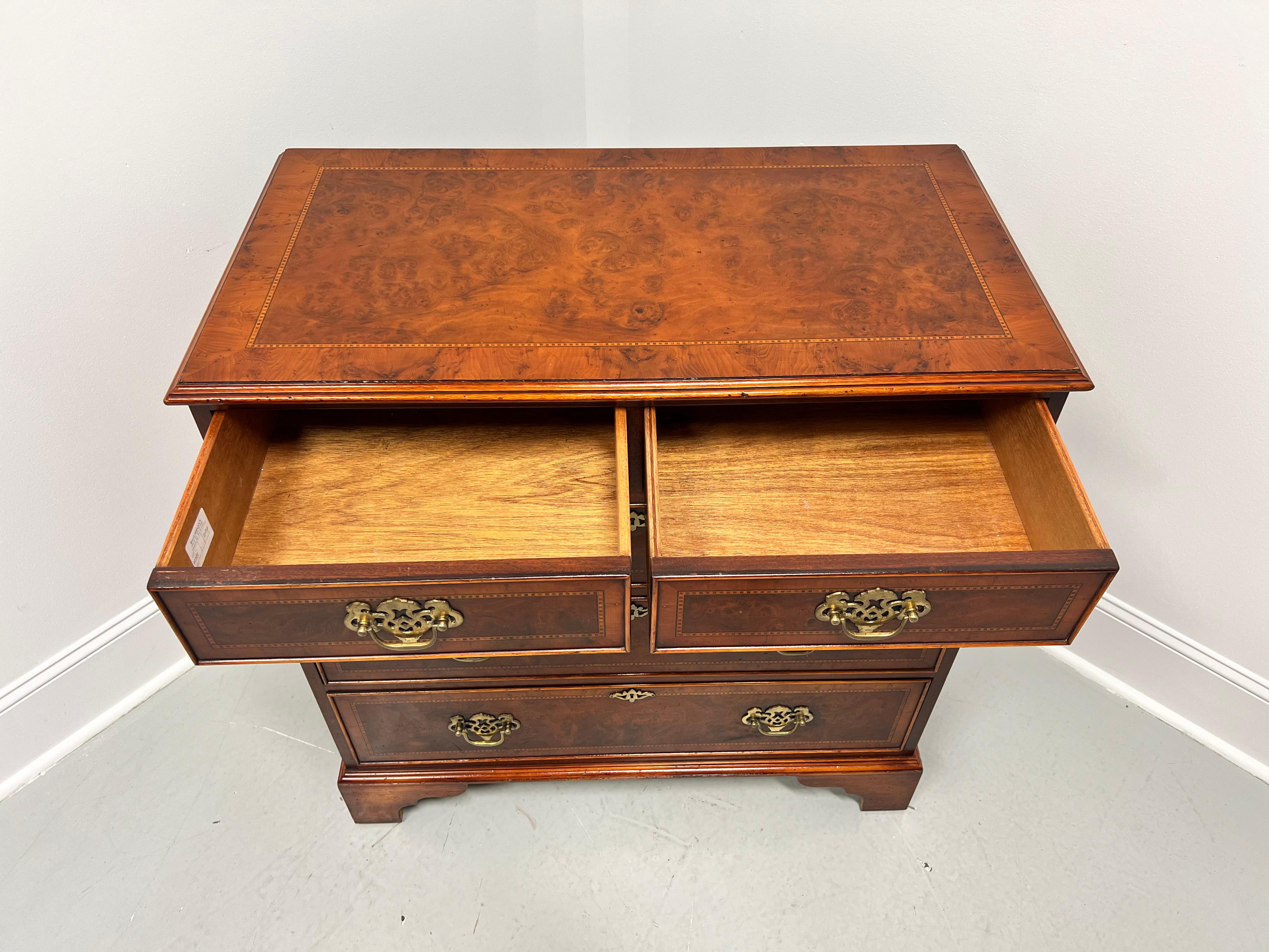 ENGLISHMAN'S Banded Inlaid Distressed Burl Elm Chippendale Bachelor Chest 2
