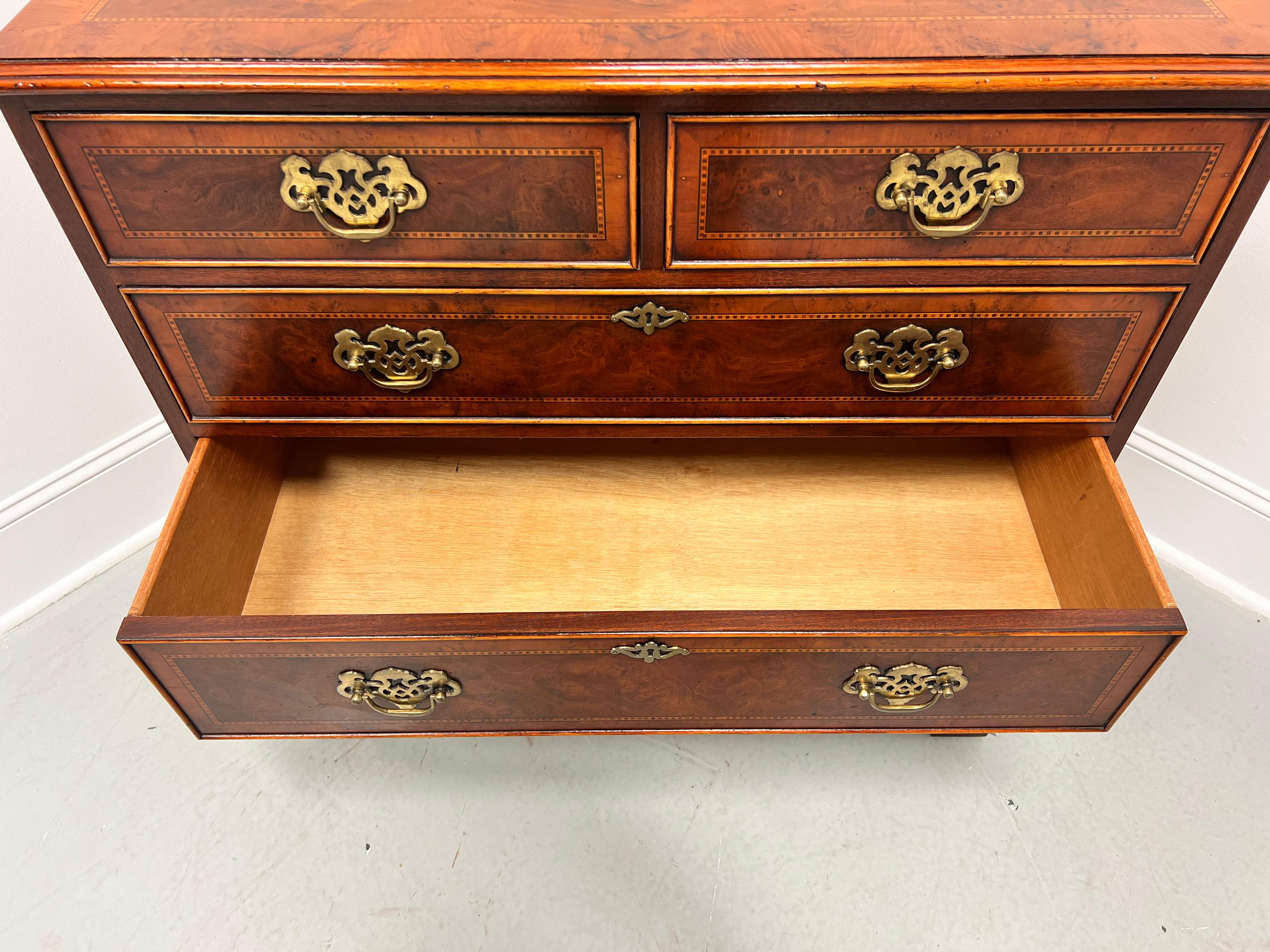 ENGLISHMAN'S Banded Inlaid Distressed Burl Elm Chippendale Bachelor Chest 3
