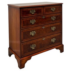 ENGLISHMAN'S Banded Inlaid Distressed Burl Elm Chippendale Bachelor Chest