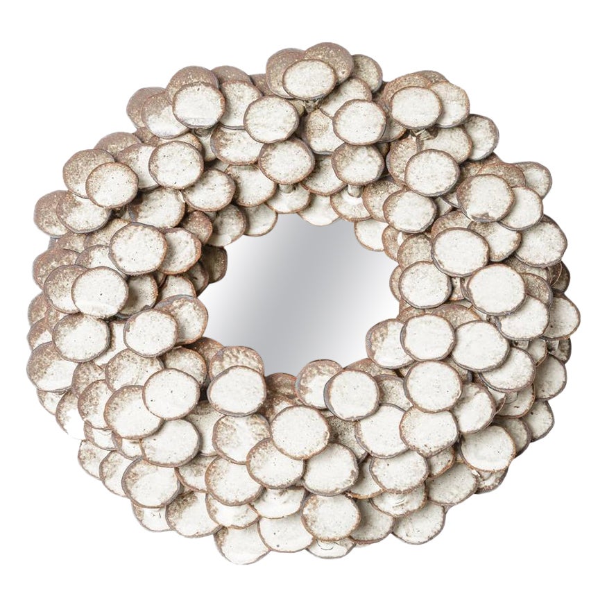Engobed stoneware mirror "Solstice" by Mart Schrijvers, 2024
