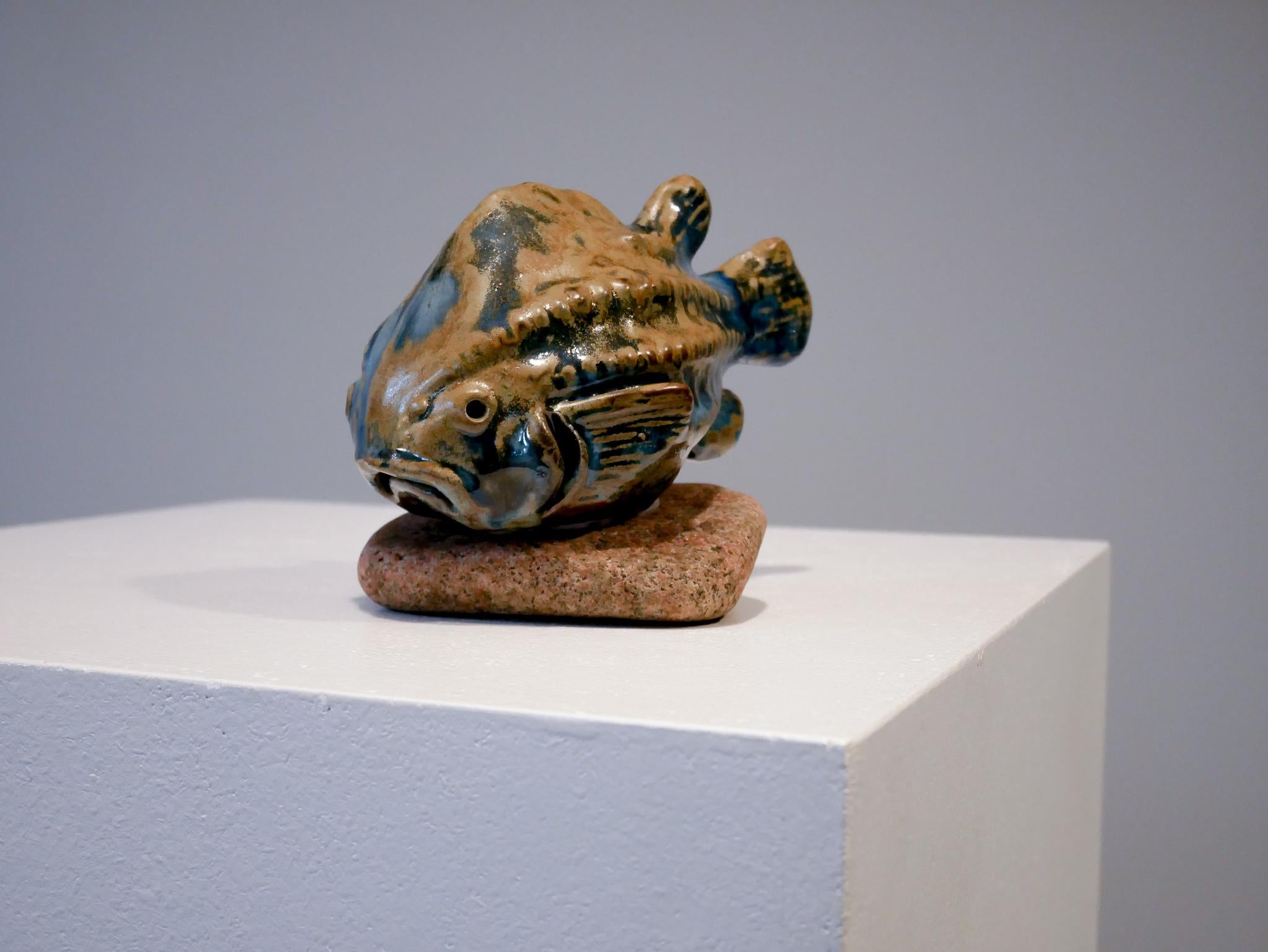 The lumpfish by Engqvist, Råå ceramic studio, Sweden. This is a rare blue colored edition.