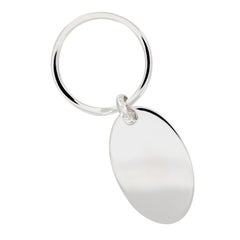 Engravable Sterling Silver Oval Charm Keychain