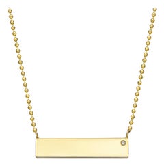 Engraveable 18k Yellow Gold Horizontal Bar Pendant
