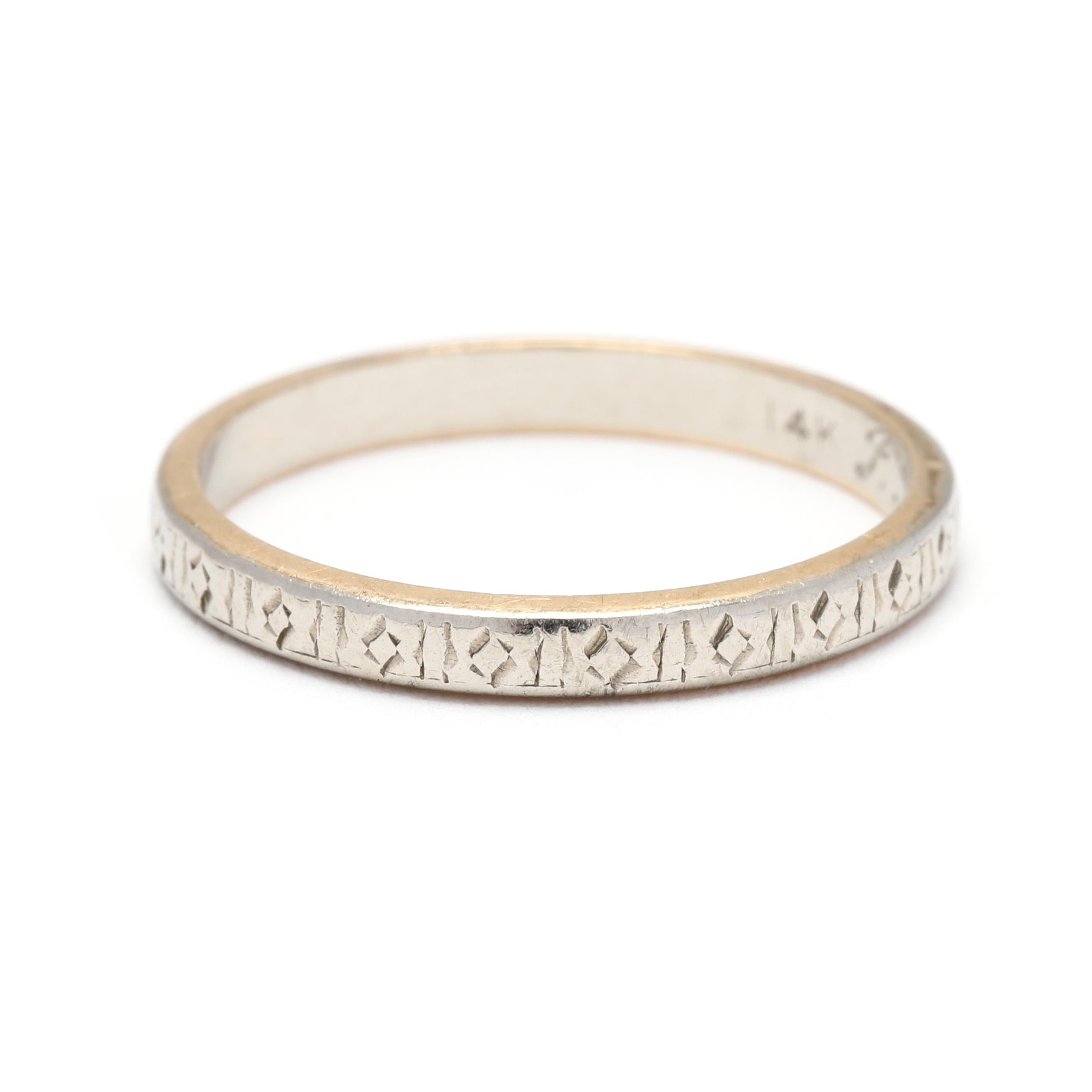 Gravur 14k Gold Bandring, Ring Größe 5,75, Ehering, datiert 9-8-46 im Zustand „Relativ gut“ im Angebot in McLeansville, NC