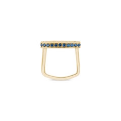 Engraved 18 Karat Yellow Gold and Blue Sapphire "Kiss the Sky." Signet Ring