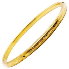 Engraved 18K Bangle Bracelet with Hidden Clasp Custom Hand Engraving, 18k Gold