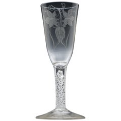 Engraved 18th Century Air Twist Ale Glass, circa 1750