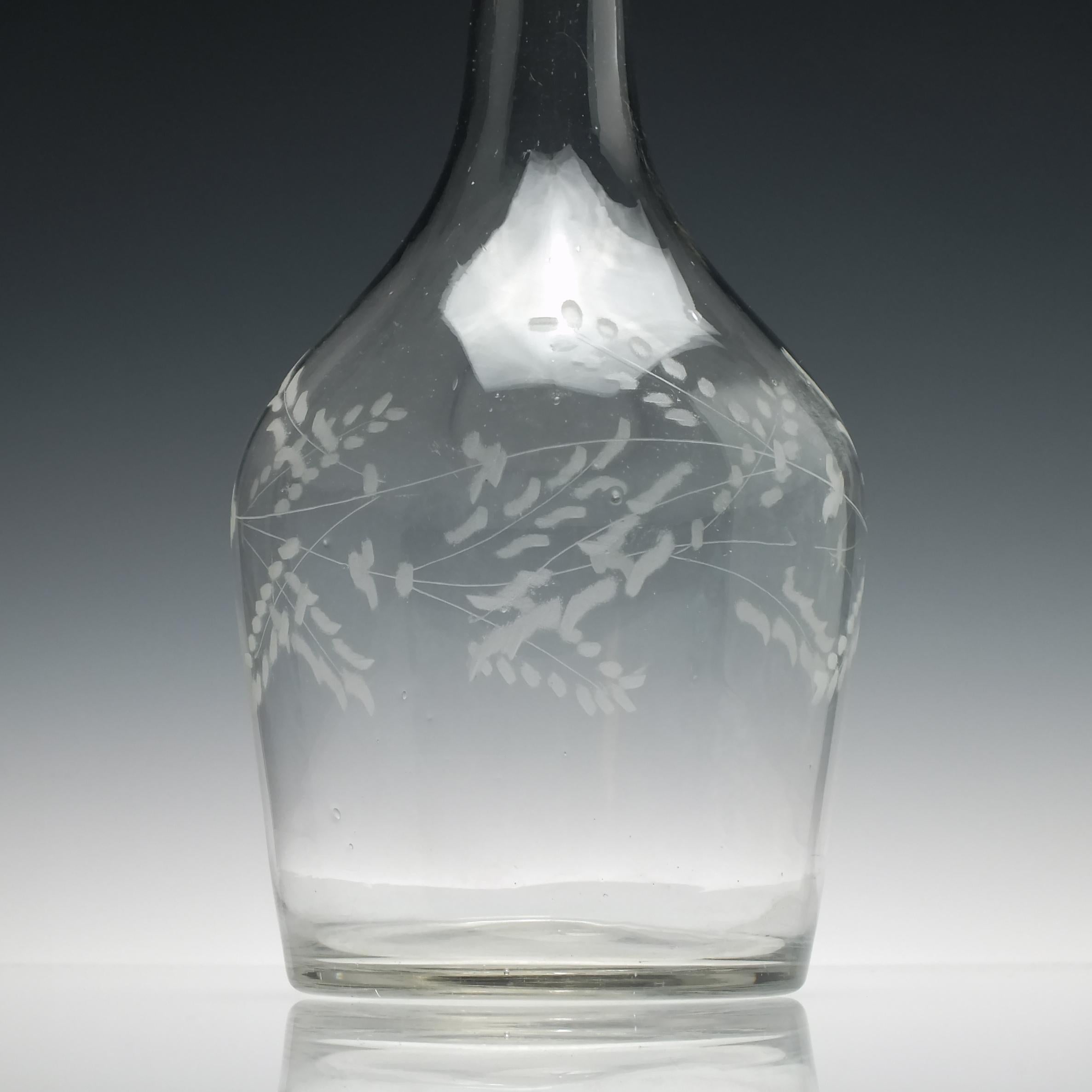 Blown Glass Engraved 18th Century Glass Decanter, circa 1780 For Sale