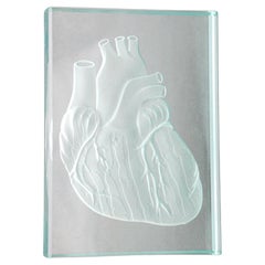 Vintage Engraved Anatomical Heart Model Crystal Art Glass Decor Paperweight