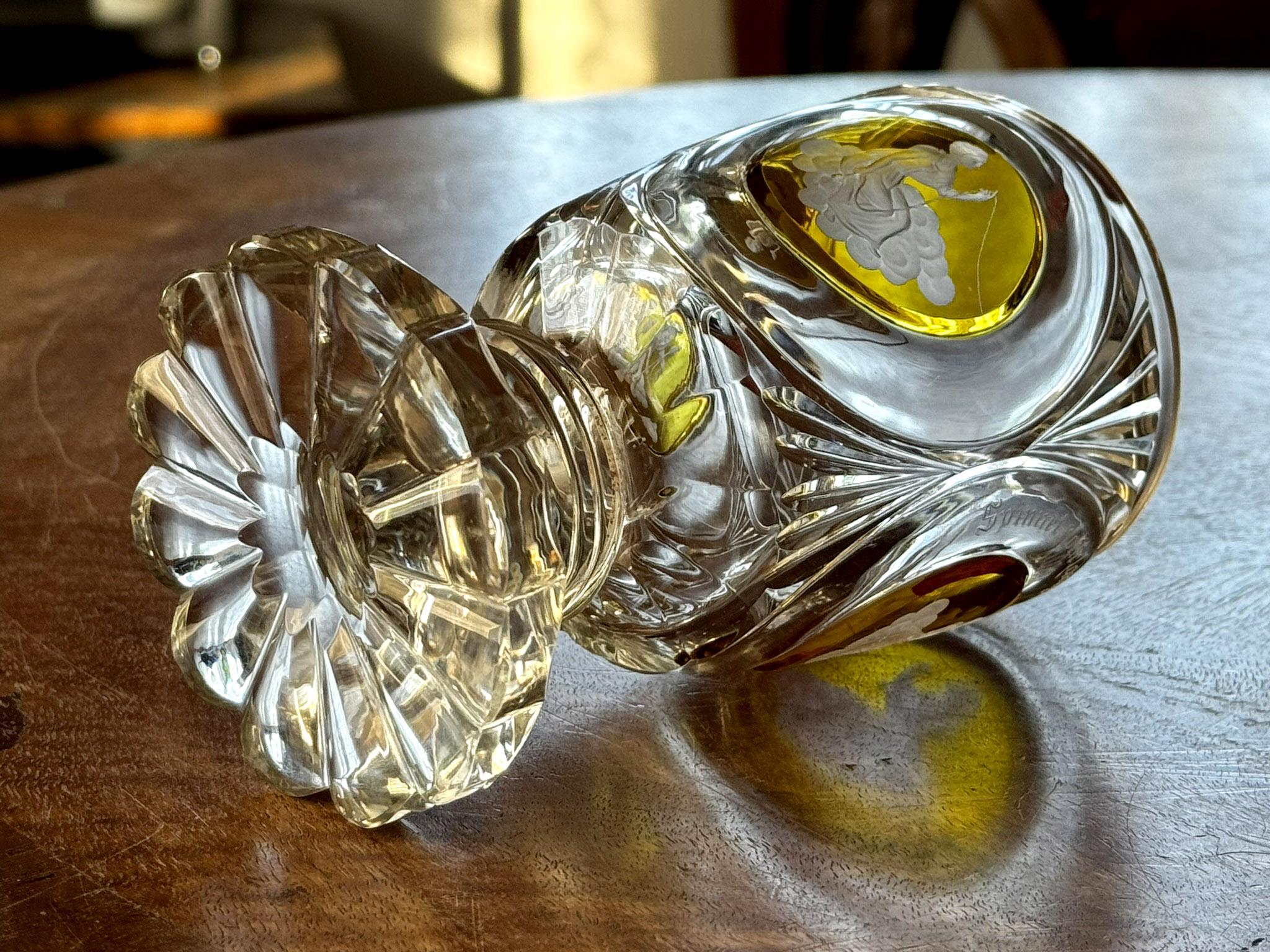 Engraved and Cut Goblet Bohemian Glass 19th century - Three Fates For Sale 5