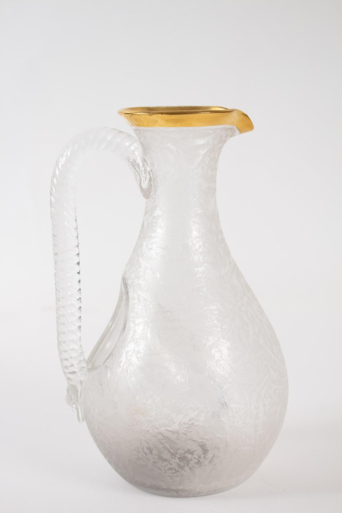 20th Century Engraved and Gilded Crystal Carafe with Ice Cube Tank