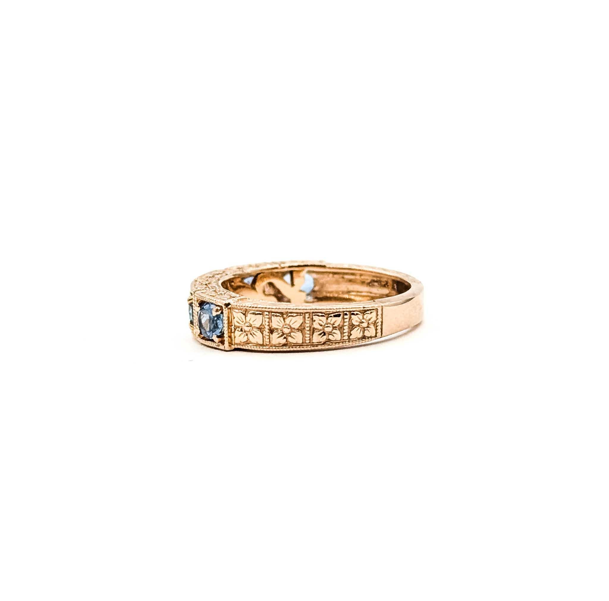 Anello con acquamarina incisa in oro rosa 14 carati in vendita 4
