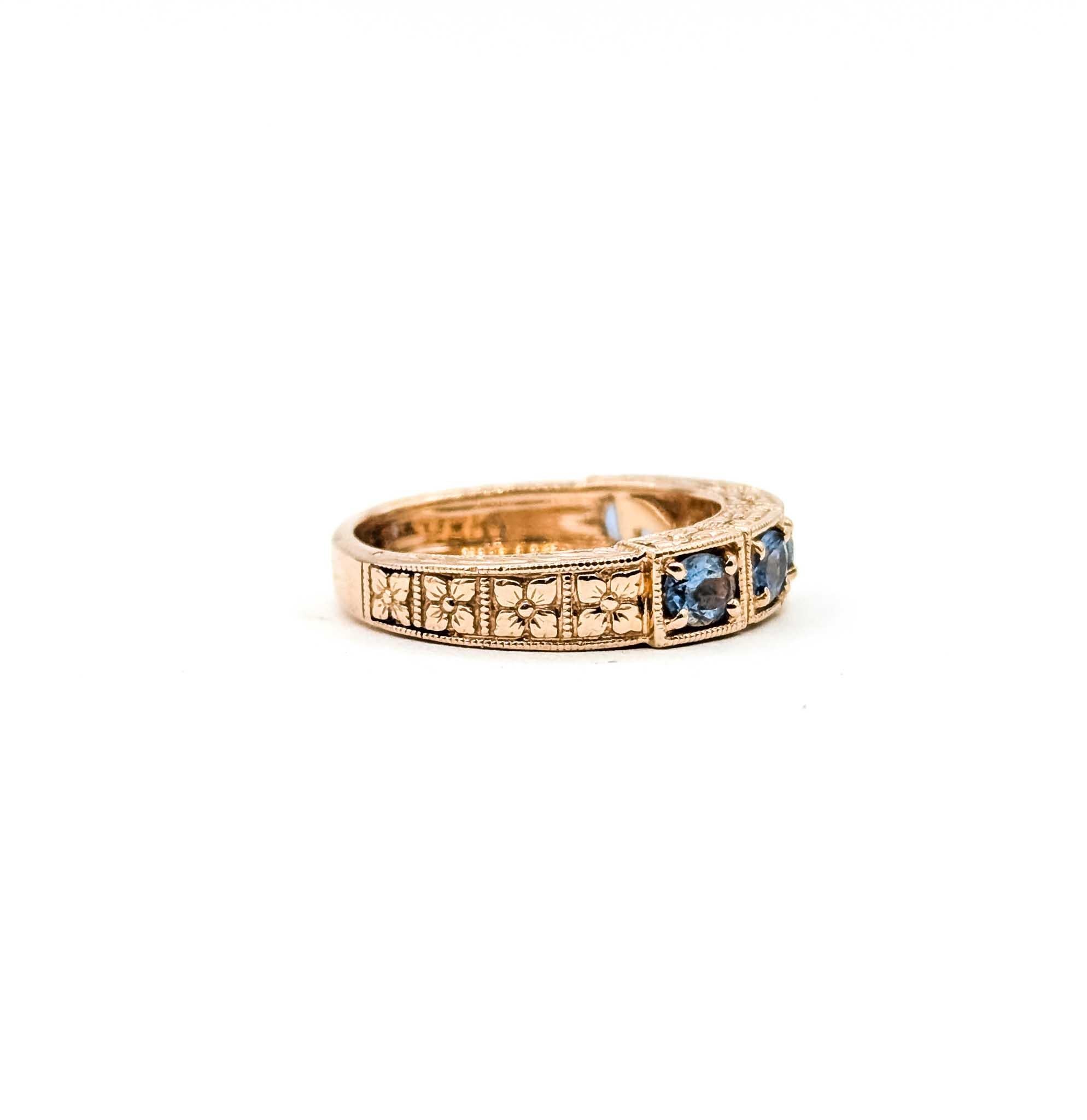 Anello con acquamarina incisa in oro rosa 14 carati in vendita 1